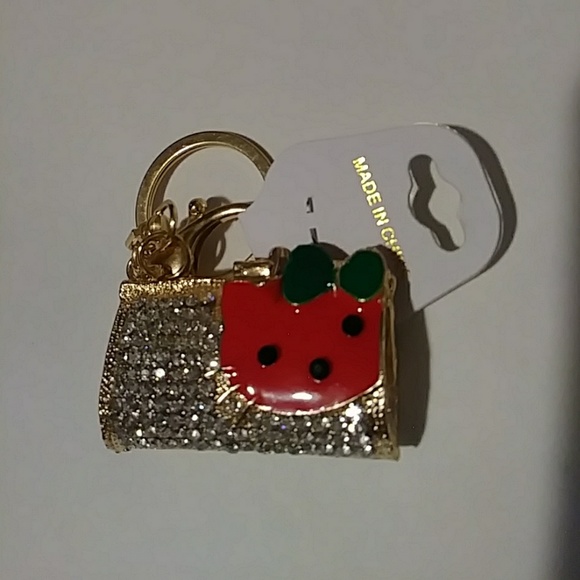 Helloe Kitty Rhinestone Gold Color Key Chain - Picture 3 of 3